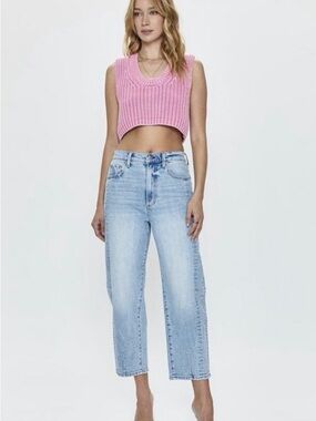PISTOLA Pink Chunky Knit V-Neck Sweater Vest